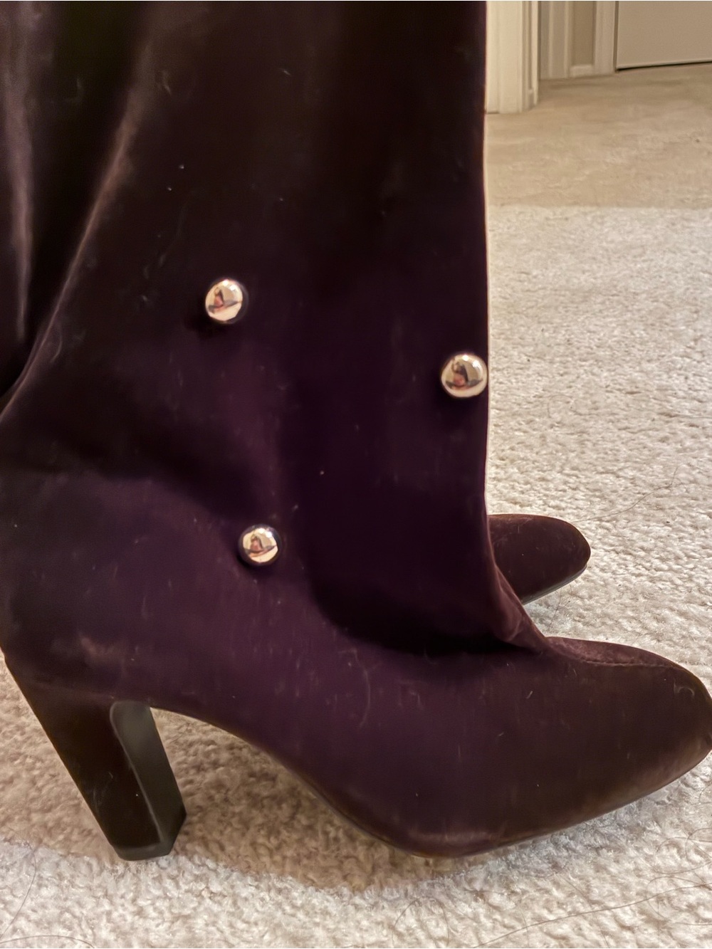 Zara Black Studded Over-The-Knee Heel Boots